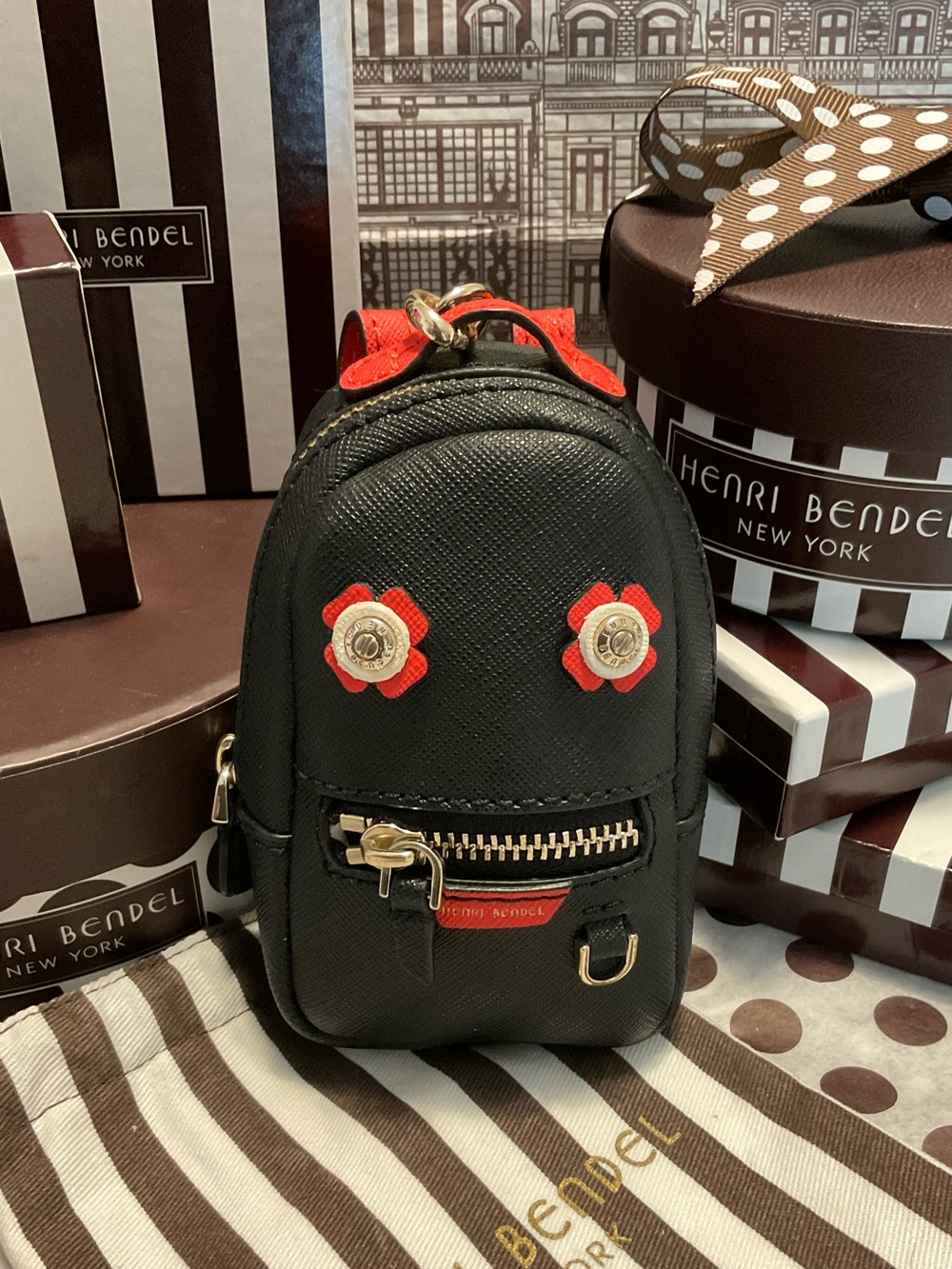 Henri Bendel Mini Backpack Purse Charm Key Fob